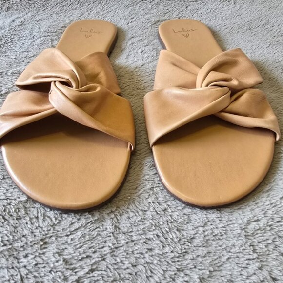 Lulu's Tan Knotted Slide Sandals - Picture 3 of 10